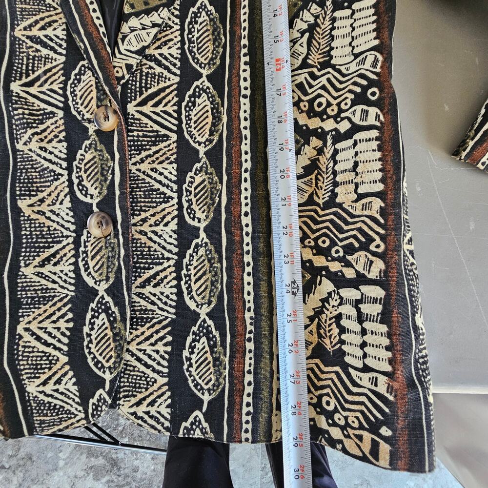 Vintage Joyce Tribal Print Blazer 80s Boho Abstract Statement Jacket Size 12 - Picture 6 of 8